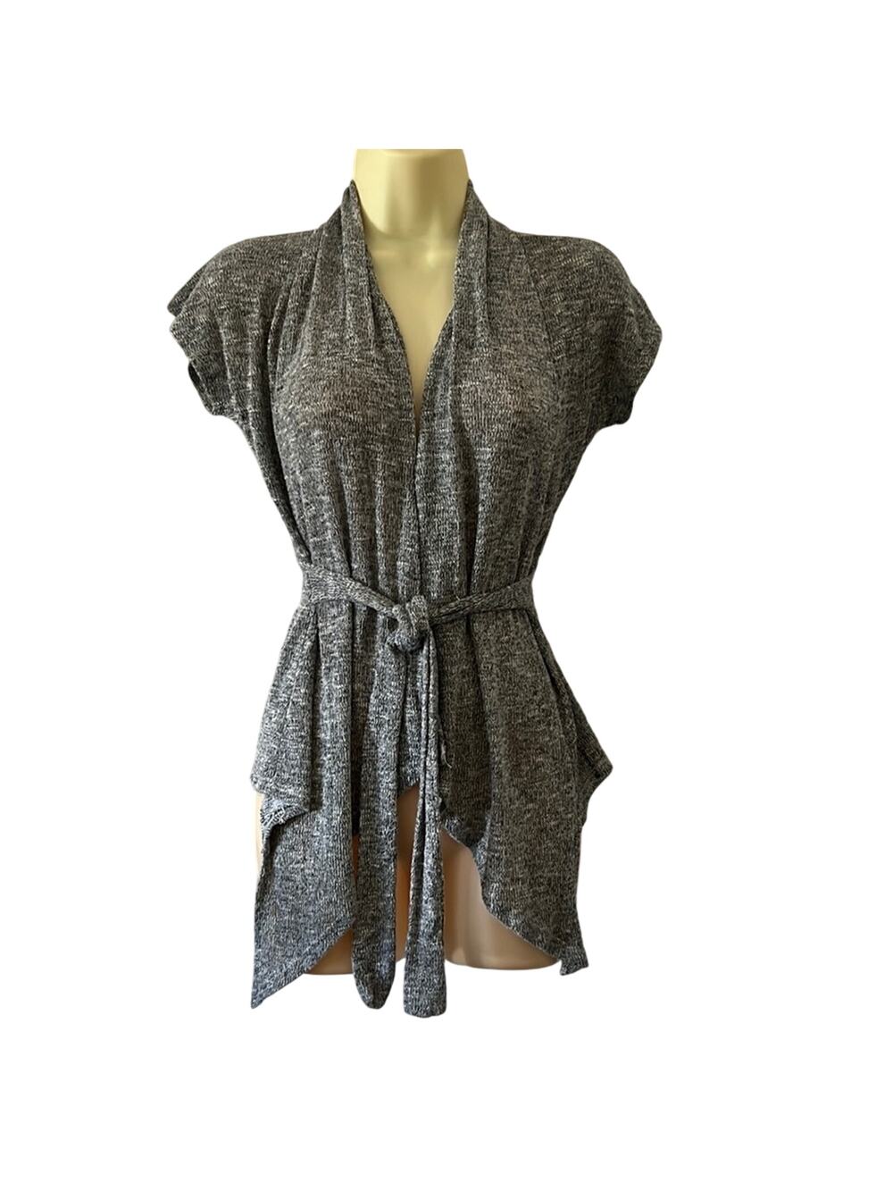 Zoah Design Gray Lightweight Knit Cardigan with Front Tie Belt Juniors Small